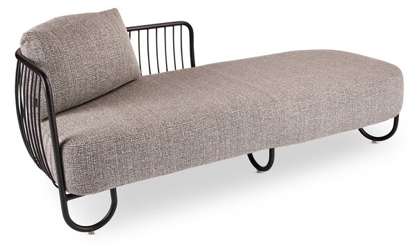 Stern Relaxačný diel ľavostranný Ila, Stern, 196x73x67 cm, rám lakovaný hliník čierny (black matt), vonkajšia látka farba Mélange grey, rýchloschnúca výplň, vrátane krycej plachty