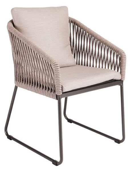 Stern Jedálenské kreslo skid Marla, Stern, 60x65x88 cm, rám lakovaný hliník antracit, lankový výplet farba Salt, vrátane sedáka a opierkového vankúša farba Grey brown