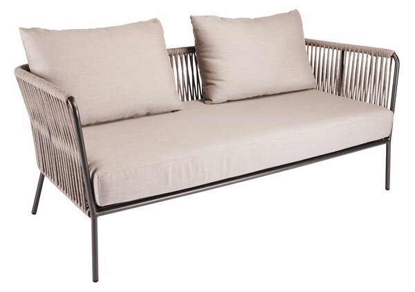 Stern 2-miestna pohovka Marla, Stern, 164x76x78 cm, rám lakovaný hliník antracit, lankový výplet farba Salt, vrátane sedáka a oporných vankúšov farba Grey brown