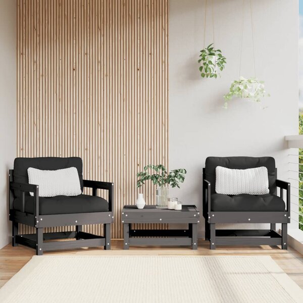 Záhradné stoličky 2 ks sivé borovicový masív