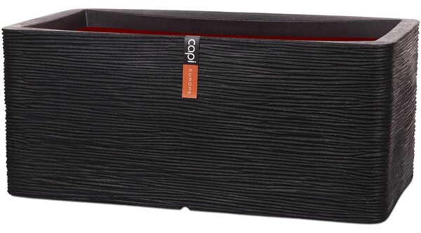 Capi Europe Kvetináč obdĺžnikový Rib NL, Capi, 73x39x32 cm, recyklovateľná PE zmes, farba black