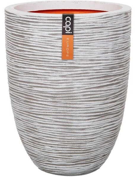 Capi Europe Kvetináč okrúhly Rib NL, Capi, priemer 46 cm, výška 58 cm, recyklovateľná PE zmes, farba ivory