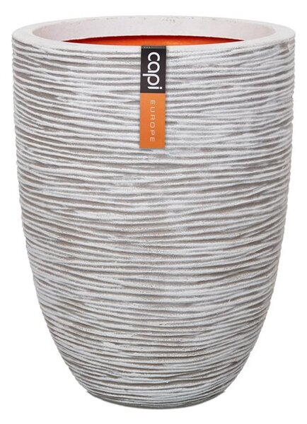 Capi Europe Kvetináč okrúhly Rib NL, Capi, priemer 34 cm, výška 46 cm, recyklovateľná PE zmes, farba ivory
