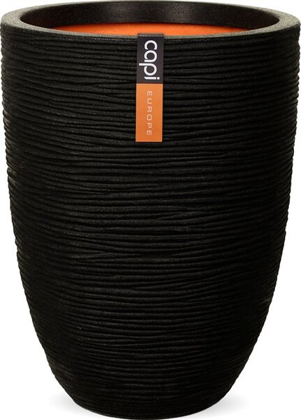 Capi Europe Kvetináč okrúhly Rib NL, Capi, priemer 46 cm, výška 58 cm, recyklovateľná PE zmes, farba black