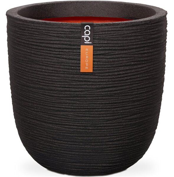 Capi Europe Kvetináč okrúhly Rib NL, Capi, priemer 55 cm, výška 53 cm, recyklovateľná PE zmes, farba black