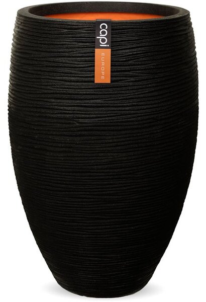 Capi Europe Kvetináč okrúhly Rib NL, Capi, priemer 55 cm, výška 85 cm, recyklovateľná PE zmes, farba čierna