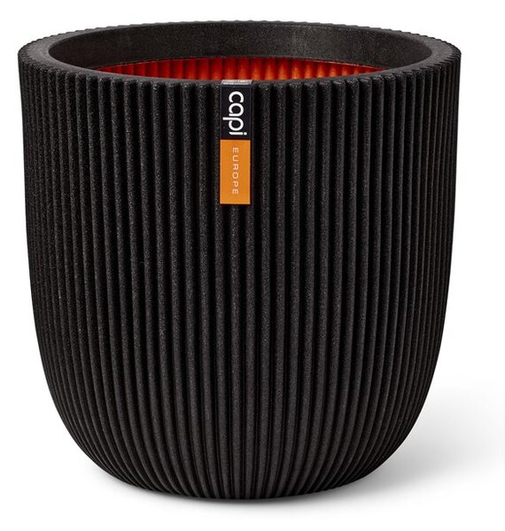 Capi Europe Kvetináč okrúhly Groove NL, Capi, priemer 35 cm, výška 34 cm, recyklovateľná PE zmes, farba black