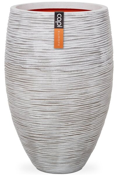 Capi Europe Kvetináč okrúhly Rib NL, Capi, priemer 55 cm, výška 85 cm, recyklovateľná PE zmes, farba ivory