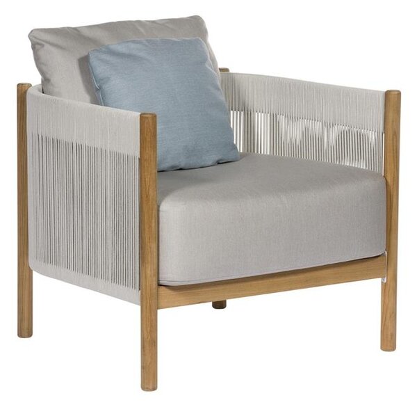 Barlow Tyrie Nízké kreslo Cocoon, Barlow Tyrie, 84x84x72 cm, rám teak, výplet lanko farba chalk, vonkajšia látka Sunbrella Standard farba podľa vzorkovníka