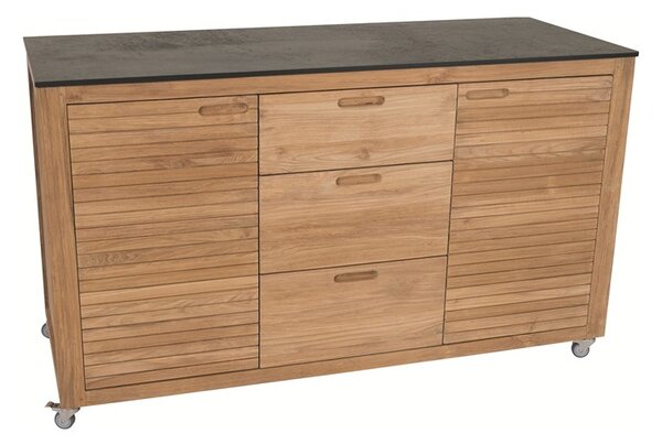 Stern Vonkajšia skrinka - príborník s kolieskami Elma, Stern, 150x58x88 cm, rám teak, doska HPL, kremeň