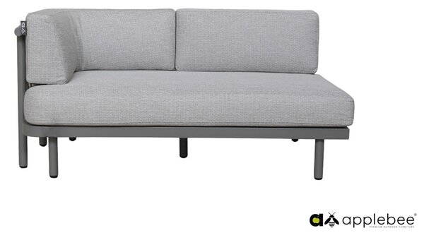 Apple Bee 2-miestny ukončovací diel ľavostranný Maui, Apple Bee, 155x80x68 cm, rám lakovaný hliník Taupe, výplet lanko Mid Grey, sedák vonkajšia látka Olefin Smoked Grey