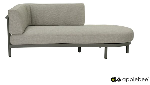 Apple Bee Relaxačný diel ľavostranný Maui, Apple Bee, 200x80x68 cm, rám lakovaný hliník Taupe, výplet lanko Mid Grey, sedák vonkajšia látka Olefin Smoked Grey