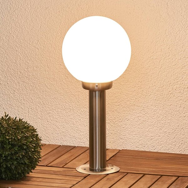 Lindby Stojacie svietidlo Vedran, výška 45 cm, PMMA, nerezová oceľ, Hliník / sivá / zinok, Plast, Moderný, Vonkajčie stĺpové osvetlenie