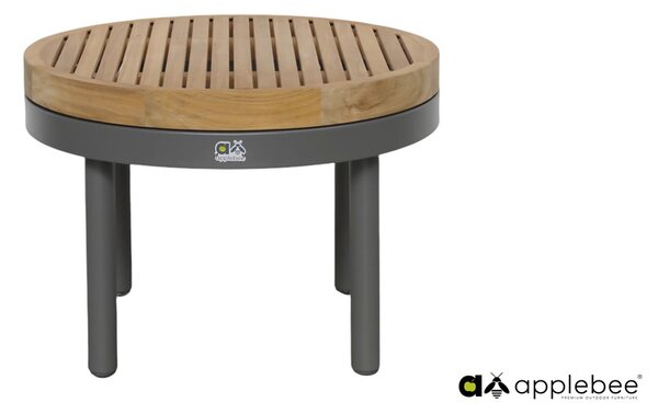 Apple Bee Konferenčný stolík Maui, Apple Bee, okrúhly 60x30 cm, rám lakovaný hliník Taupe, doska teak