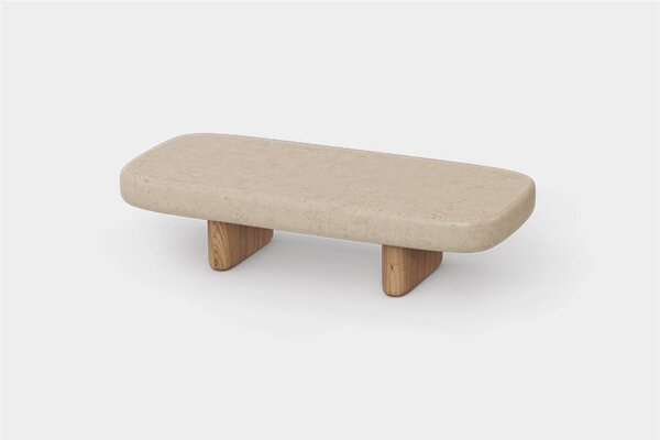 Vondom Nízky stolík Milos, Vondom, obdĺžnikový 100x45x24 cm, rám drevo iroko, doska betón