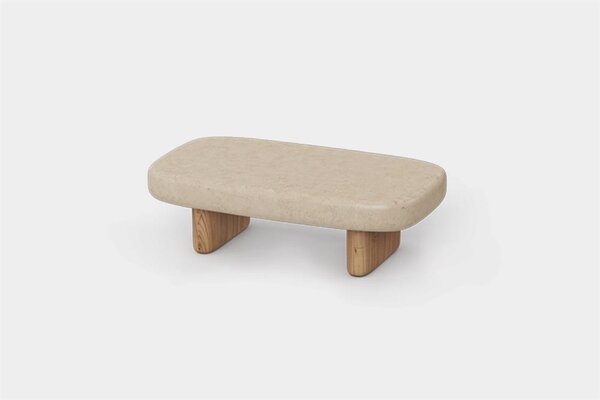 Vondom Nízky stolík Milos, Vondom, obdĺžnikový 80x45x24 cm, rám drevo iroko, doska betón