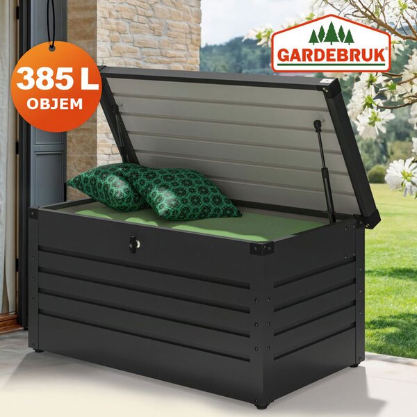 Kovový úložný box METALBOX, 385L, 120x62x63cm, antracitová Gardebruk