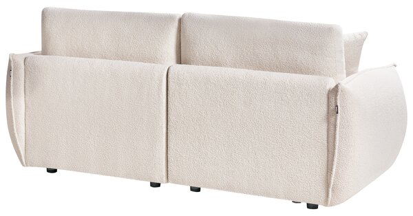 2-miestna modulárna pohovka krémová biela buklé čalúnenie dvojdielna sedačka moderný minimalistický štýl obývacia izba