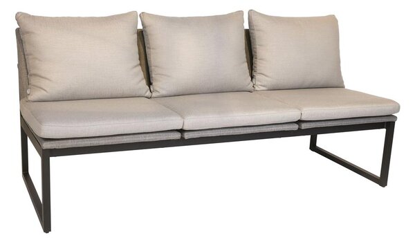 Stern 3-miestna jedálenská lavica Tammo, Stern, 180x75x85 cm, rám lakovaný hliník čierny (black matt), výplet textilen linen grey, vonkajšia látka cream