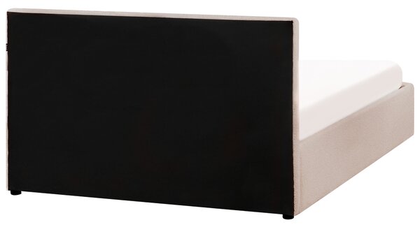 Posteľ s úložným priestorom béžová buklé čalúnenie 140 x 200 cm s čelom moderný štýl spálňa