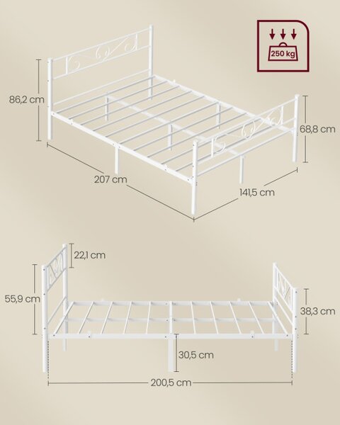 Kovová manželská posteľ 140 cm RMB064WG01