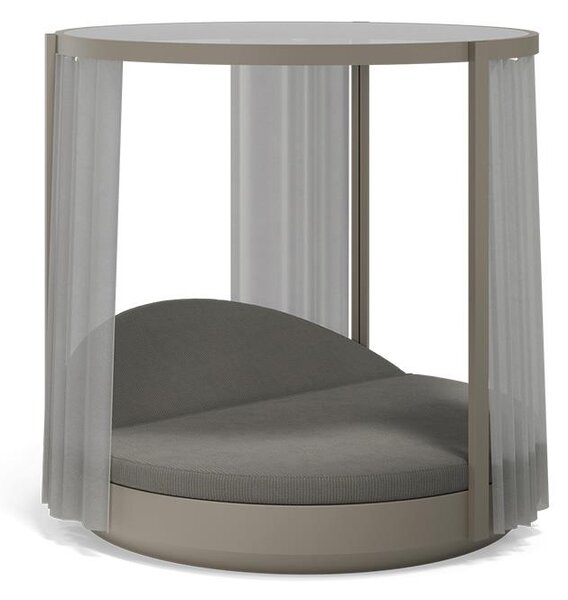 Vondom Denná posteľ okrúhla polohovateľná s nebesami Vela, Vondom, Ø214x206 cm, rám hliník, závesy vonkajšia látka 100% akryl, strieška vonkajšia látka PVC a akryl, farebné vyhotovenie podľa vzorkovníka