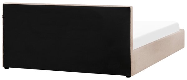 Posteľ s úložným priestorom béžová buklé čalúnenie 180 x 200 cm s čelom moderný štýl spálňa