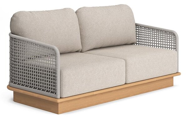 Jati Kebon Pohovka 2-miestna Acri, Jati Kebon, 163x80x67 cm, rám teak, výplet lanko 14 mm farba linnen, bez sedákov