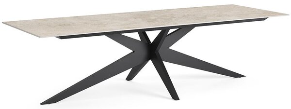 Jati Kebon Jedálenský stôl Yate, Jati Kebon, obdĺžnikový 280x100x73,2 cm, rám hliník farba charcoal mat, doska keramika 12mm dekor Paladium Grey