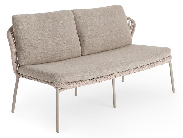 Jati Kebon Pohovka 2-miestna Lima, Jati Kebon, 164x81x81 cm, rám hliník farba sand mat, výplet lanko 14 mm farba linen, bez vankúšov