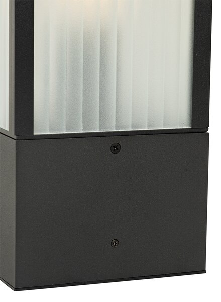 Stojaca vonkajšia lampa čierna s rebrovaným sklom 40 cm IP44 - Charlois