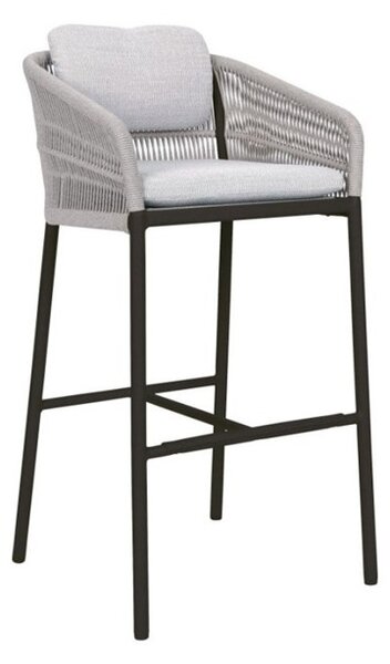 Stern Barová stolička Jella, Stern, rám lakovaný hliník antracit mat, výplet lanko Stone, vonkajšia látka Pearl Grey
