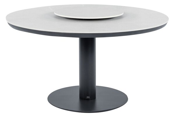 Apple Bee Jedálenský stôl Melville, Apple Bee, okrúhly 160x77 cm, rám lakovaný hliník Taupe (sivo-béžová), doska keramický kompozit dekor Light Grey