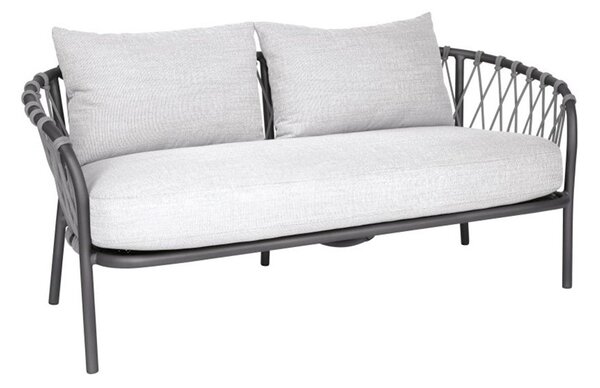 Stern Pohovka 2-miestna Klea, Stern, 151x54x46 cm, rám hliník antracit mat, výplet lanko Stone, sedáky 100% akryl Pearl Grey