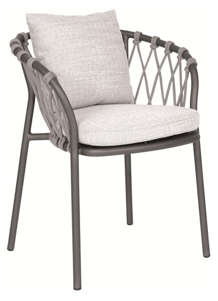 Stern Jedálenské kreslo Klea, Stern, rám hliník antracit, výplet lanko Stone, sedáky 100% akryl Pearl Grey