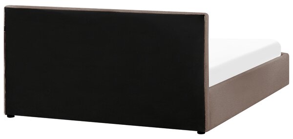 Posteľ s úložným priestorom sivobéžová buklé čalúnenie 160 x 200 cm s čelom moderný štýl spálňa