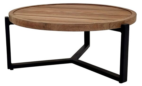 Apple Bee Konferenčný stolík Monaco, Apple Bee, okrúhly 75x34 cm, rám hliník Black (čierna), doska teak