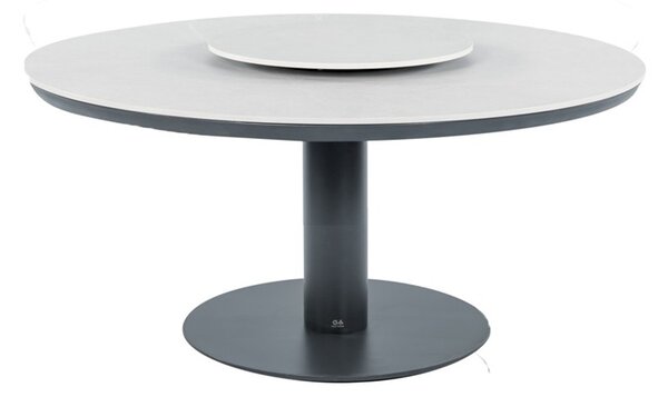 Apple Bee Jedálenský stôl znížený low dining Melville, Apple Bee, okrúhly 160x69,5cm, rám lakovaný hliník Taupe (sivobežová), doska keramický kompozit dekor Light Grey