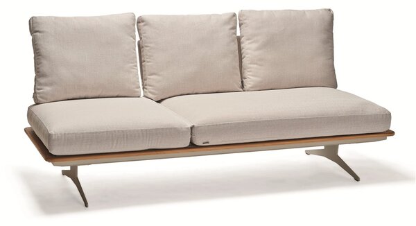 Stern Modulárny diel 3-miestny polohovací Enya 206x95x85 cm, Stern, rám teak/hliník farba greige, vrát. chrbtových čalúnených opierok (3 ks), sedákov a vankúšov (3 ks) poťah vanilla (100% akryl)