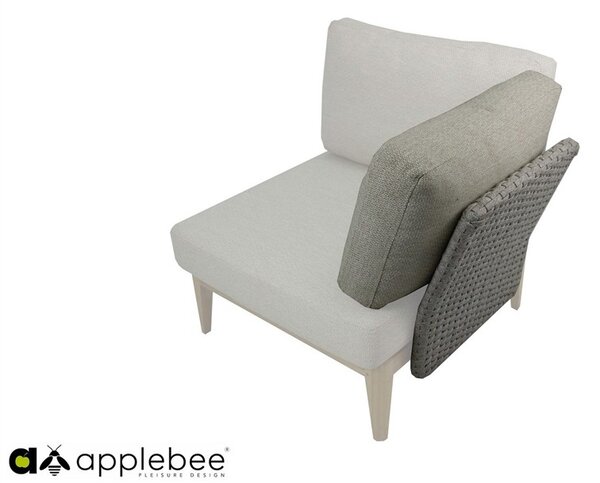 Apple Bee Rohový diel Lisa, Apple Bee, 81x81x66 cm, rám teak natural, výplet lanko Natural Oak, sedáky vonkajšia látka Olefin Natural Oak