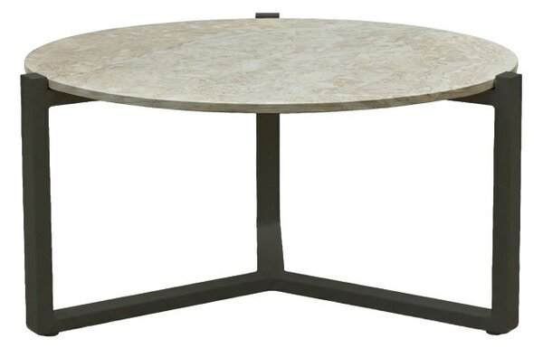 Apple Bee Konferenčný stolík Monaco, Apple Bee, okrúhly 75x34 cm, rám hliník Black (čierny), doska keramický kompozit dekor Cream