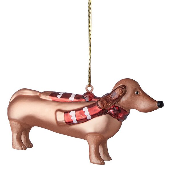 HANG ON Sklenená ozdoba jazvečík