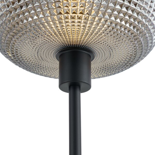 Dizajnová stojacia lampa čierna s dymovým sklom 2-svetlá - Brianna
