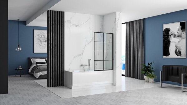 Rea LAGOS 1 FIX - vaňová zástena, 1-krídlová, 70 x 140 cm, čierna-transparentná, REA-K4560