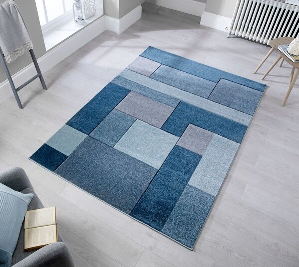 Flair Rugs, Kusový koberec Hand Carved Cosmos Denim Blue, 160x230, modrá, kancelária