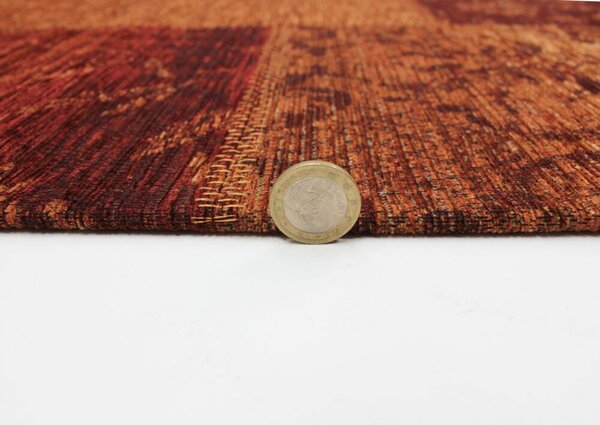 Flair Rugs, Kusový koberec Manhattan Patchwork Chenile Terracotta, 120x170, oranžová, chodba / predsieň