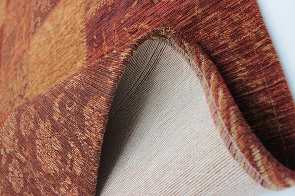 Flair Rugs, Kusový koberec Manhattan Patchwork Chenile Terracotta, 120x170, oranžová, chodba / predsieň