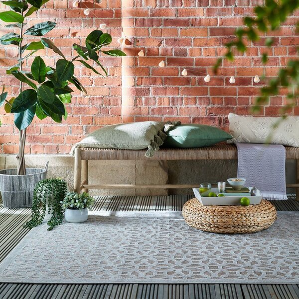 Flair Rugs , Kusový koberec Piatto Argento Silver – na von aj na doma, 80x150, šedá, chodba / predsieň