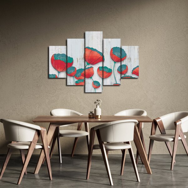 Obraz - Vlčie maky - petrolej (150x105 cm)