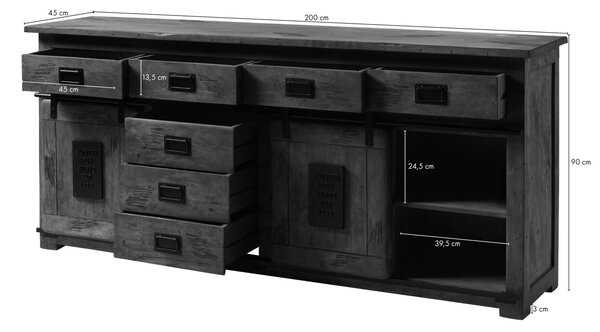 Komoda mango 200x45x90 hnedá lakovaná IRON